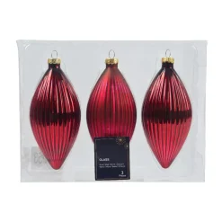 Set di 3 palline di Natale in vetro (D60 mm) Goccia preziosa Rosso
