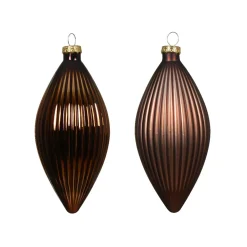 Set di 3 palline di Natale in vetro (D60 mm) Goccia preziosa Marrone caffè