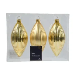 Set di 3 palline di Natale in vetro (D60 mm) Goccia preziosa Oro
