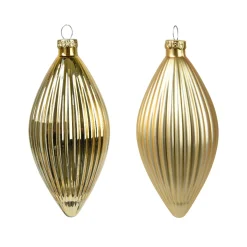 Set di 3 palline di Natale in vetro (D60 mm) Goccia preziosa Oro