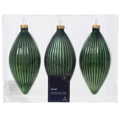 Set di 3 palline di Natale in vetro (D60 mm) Goccia Preziosa Verde Abete