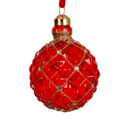 Set di 3 palline di Natale in vetro (D80 mm) Carrat Rosso