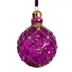 Set di 3 palline di Natale in vetro (D80 mm) Carrat Viola
