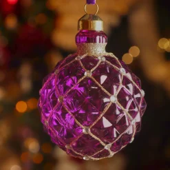 Set di 3 palline di Natale in vetro (D80 mm) Carrat Viola