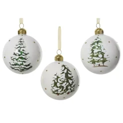 Set di 3 palline di Natale in vetro (D80 mm) Foresta misteriosa Bianco lana
