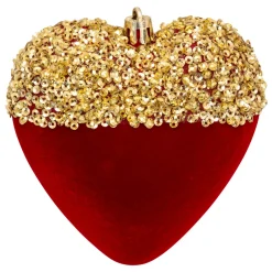 Set di 6 pendenti (H15 cm) Cuori e stelle con paillettes Rosso e Oro