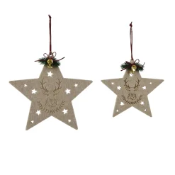 Set di 2 pendenti in feltro (D25-D19 cm) Stelle dolci Naturale
