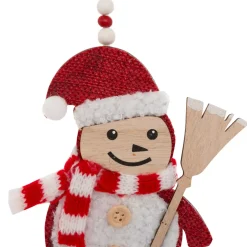 Set di 2 pendenti in legno (H12 cm) Scope di Natale Naturale e Rosso