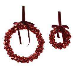 Set di 2 pendenti in metallo (D25 cm) Corona e Velluto Rosso