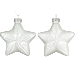 Set di 2 pendenti in vetro (H10 cm) Stelle Celesti Bianco