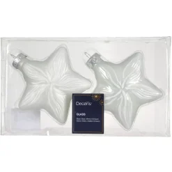 Set di 2 pendenti in vetro (H10 cm) Stelle Celesti Bianco