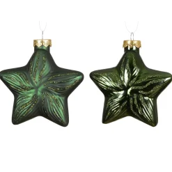 Set di 2 pendenti in vetro (H10 cm) Stelle Celesti Verde Pino
