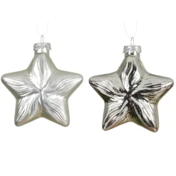 Set di 2 pendenti in vetro (H10 cm) Stelle Celesti Argento