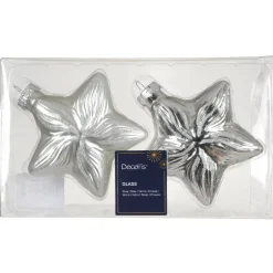 Set di 2 pendenti in vetro (H10 cm) Stelle Celesti Argento