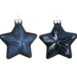 Set di 2 pendenti in vetro (H10 cm) Stelle Celesti Blu