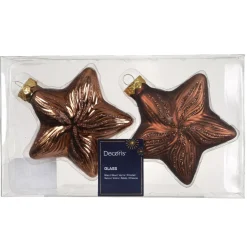 Set di 2 pendenti in vetro (H10 cm) Stelle Celesti Marrone caffè
