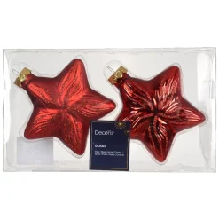 Set di 2 pendenti in vetro (H10 cm) Stelle Celesti Rosse