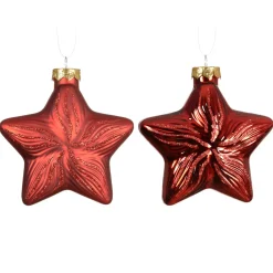 Set di 2 pendenti in vetro (H10 cm) Stelle Celesti Rosse