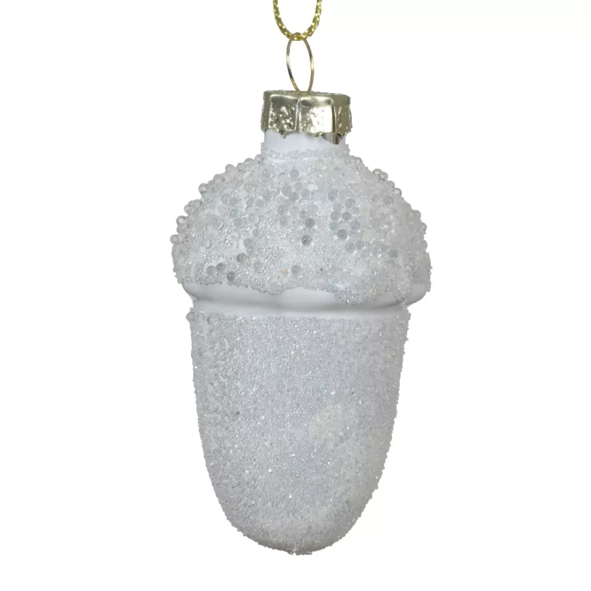 Set di 6 pendenti natalizi in vetro (H6 cm) Ghiande di quercia Bianco ghiacciato