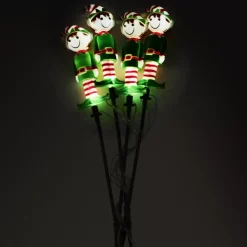 Set di 4 picchetti da giardino solari (H40 cm) Folletto buffone luminoso Bianco caldo