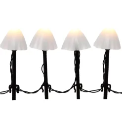 Set di 4 picchetti luminosi 20 LED Funghi (H20 cm) m Bianco caldo 20 LED