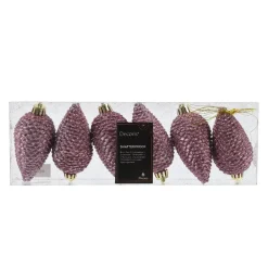 Set di 6 pigne da appendere (H8 cm) Alpine Vecchio rosa