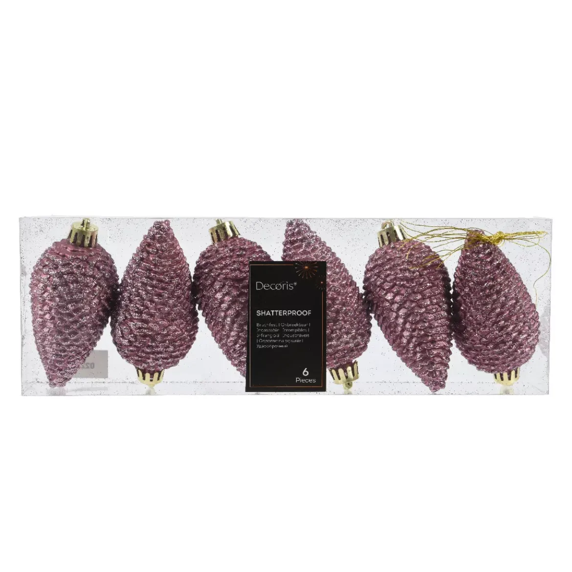 Set di 6 pigne da appendere (H8 cm) Alpine Vecchio rosa