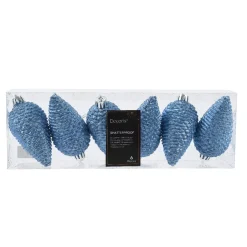 Set di 6 pigne da appendere (H8 cm) Alpine Aazzurro