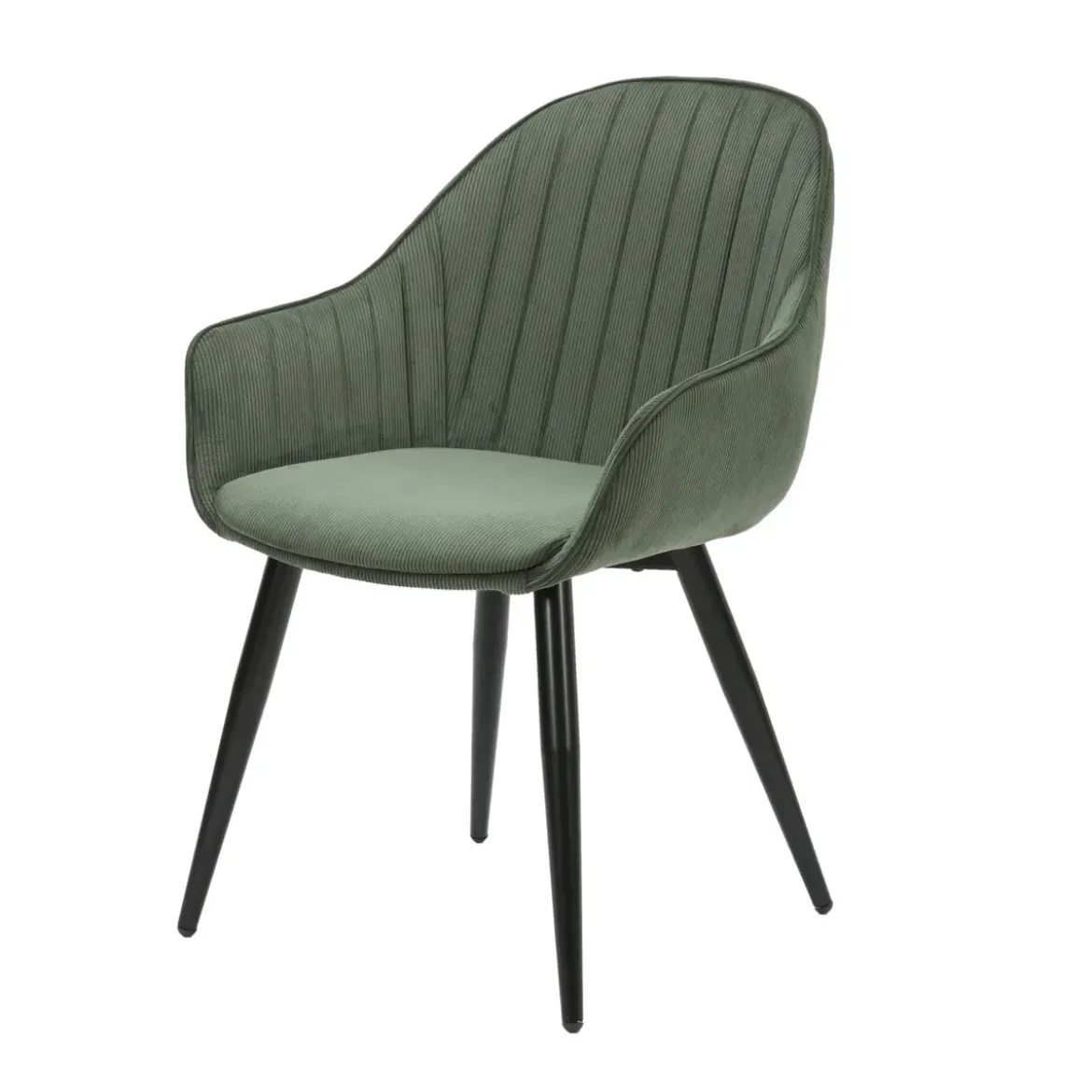 Set di 2 poltrone in velluto a coste (seduta 47 cm) Juno Verde cachi