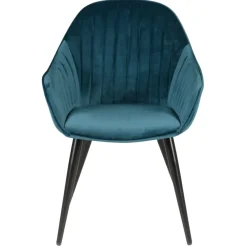 Set di 2 poltrone in velluto (seduta 47 cm) Juno Blu ottanio