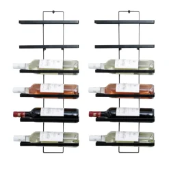 Set di 2 portabottiglie da parete metallo 12 scompartimenti (Alt 139 cm) Léo Nero