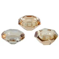 Set di 12 portacandele in vetro (D7 cm) Diamante cristallo marrone