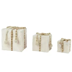 Set di 3 regali (H21 cm) Ecopelliccia morbida Bianco lana