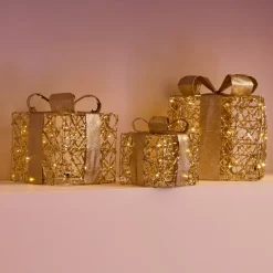 Set di 3 regali luminosi a pile 30 LED (H30 cm) Féerie Oro e Bianco caldo