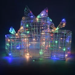 Set di 3 regali luminosi 90 LED (15 cm) Santa Multicolore