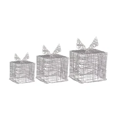 Set di 3 regali luminosi 90 LED (20 cm) Santa Bianco caldo