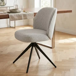 Set di 2 sedie da pranzo girevoli (seduta 51 cm) Spina Beige