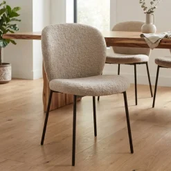 Set di 2 sedie da pranzo in bouclé (seduta 48,5 cm) Isla Beige sabbia