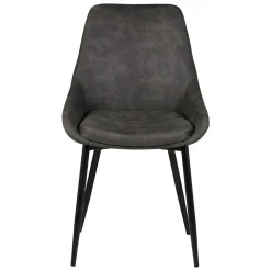 Set di 2 sedie da pranzo in ecopelle (seduta 47 cm) Juno Grigio scuro