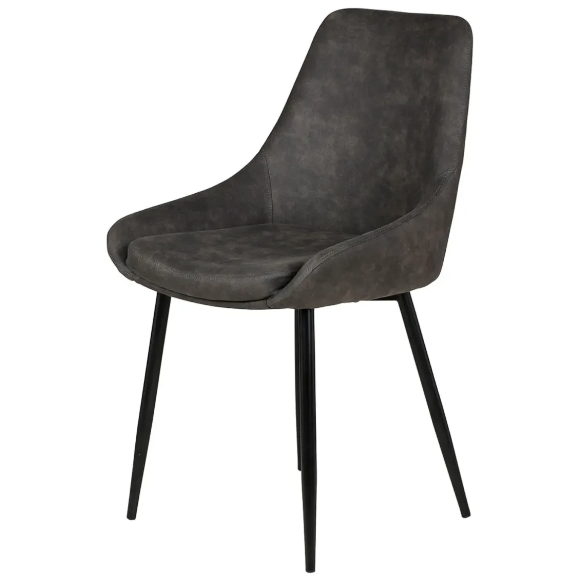 Set di 2 sedie da pranzo in ecopelle (seduta 47 cm) Juno Grigio scuro