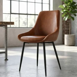 Set di 2 sedie da pranzo in similpelle (seduta 47 cm) Juno Marrone