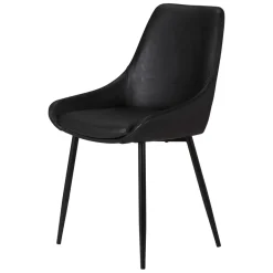 Set di 2 sedie da pranzo in similpelle (seduta 47 cm) Juno Nero