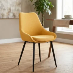 Set di 2 sedie da pranzo in tessuto (seduta 47 cm) Juno Giallo senape