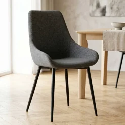 Set di 2 sedie da pranzo in tessuto (seduta 47 cm) Juno Grigio scuro