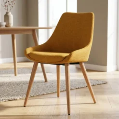 Set di 2 sedie da pranzo in tessuto (seduta 47 cm) Juno Giallo ocra