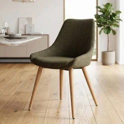 Set di 2 sedie da pranzo in tessuto (seduta 47 cm) Juno Verde cachi