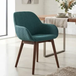 Set di 2 sedie da pranzo in tessuto (seduta 48 cm) Elia Verde smeraldo