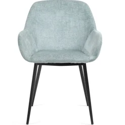 Set di 2 sedie da pranzo in tessuto chenille (seduta 48 cm) Zola Blu celadon