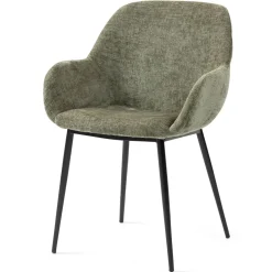 Set di 2 sedie da pranzo in tessuto di velluto (seduta 48 cm) Zola Verde cachi