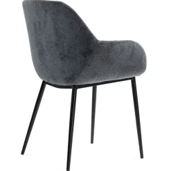 Set di 2 sedie da pranzo in tessuto chenille (seduta 48 cm) Zola Grigio scuro